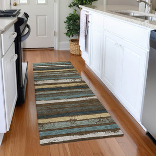 Piper Looms Mayfield Stripes AMF1019 Fudge Machine Washable Area Rug Runner Lifestyle Image Feature