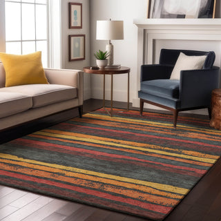Piper Looms Mayfield Stripes AMF1019 Granite Machine Washable Area Rug Lifestyle Image Feature