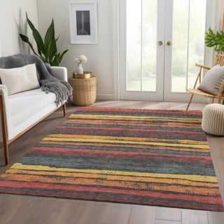 Piper Looms Mayfield Stripes AMF1019 Granite Machine Washable Area Rug Lifestyle Image Feature