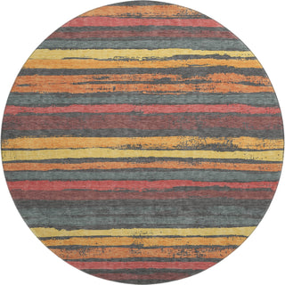 Piper Looms Mayfield Stripes AMF1019 Granite Machine Washable Area Rug Round Main Image