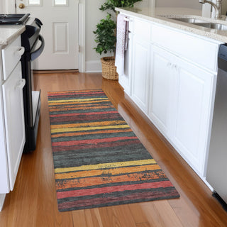 Piper Looms Mayfield Stripes AMF1019 Granite Machine Washable Area Rug Runner Lifestyle Image Feature