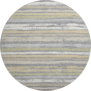 Piper Looms Mayfield Stripes AMF1019 Gray Machine Washable Area Rug Round Main Image