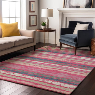 Piper Looms Mayfield Stripes AMF1019 Pink Machine Washable Area Rug Lifestyle Image Feature