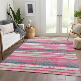 Piper Looms Mayfield Stripes AMF1019 Pink Machine Washable Area Rug Lifestyle Image Feature