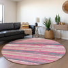 Piper Looms Mayfield Stripes AMF1019 Pink Machine Washable Area Rug Round Lifestyle Image Feature