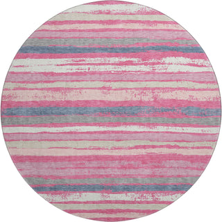 Piper Looms Mayfield Stripes AMF1019 Pink Machine Washable Area Rug Round Main Image