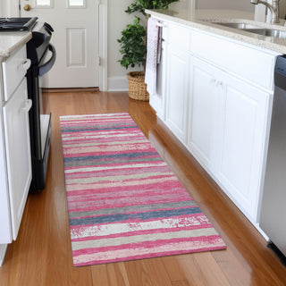 Piper Looms Mayfield Stripes AMF1019 Pink Machine Washable Area Rug Runner Lifestyle Image Feature