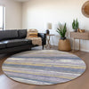 Piper Looms Mayfield Stripes AMF1019 Purple Machine Washable Area Rug Round Lifestyle Image Feature