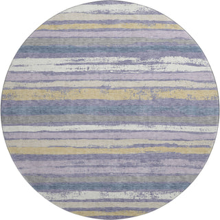 Piper Looms Mayfield Stripes AMF1019 Purple Machine Washable Area Rug Round Main Image