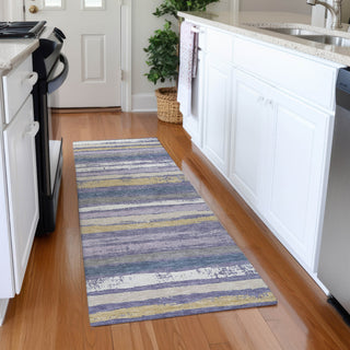 Piper Looms Mayfield Stripes AMF1019 Purple Machine Washable Area Rug Runner Lifestyle Image Feature