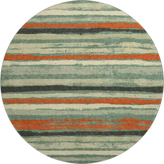 Piper Looms Mayfield Stripes AMF1019 Sage Machine Washable Area Rug Round Main Image