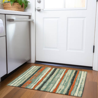 Piper Looms Mayfield Stripes AMF1019 Sage Machine Washable Area Rug Scatter Lifestyle Image Feature