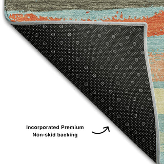 Piper Looms Mayfield Stripes AMF1019 Sky Machine Washable Area Rug Backing Image