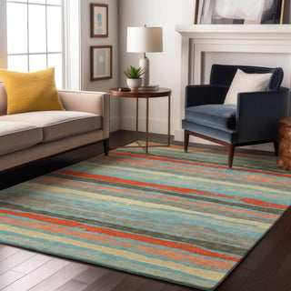 Piper Looms Mayfield Stripes AMF1019 Sky Machine Washable Area Rug Lifestyle Image Feature