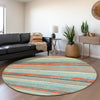 Piper Looms Mayfield Stripes AMF1019 Sky Machine Washable Area Rug Round Lifestyle Image Feature