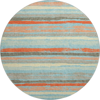 Piper Looms Mayfield Stripes AMF1019 Sky Machine Washable Area Rug Round Main Image