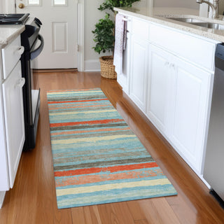 Piper Looms Mayfield Stripes AMF1019 Sky Machine Washable Area Rug Runner Lifestyle Image Feature