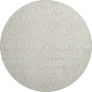 Piper Looms Mayfield Swirls AMF1020 Beige Machine Washable Area Rug Round Main Image