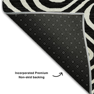 Piper Looms Mayfield Swirls AMF1020 Black Machine Washable Area Rug Backing Image