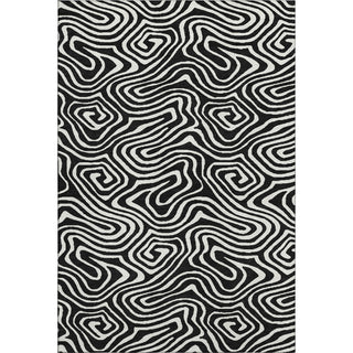 Piper Looms Mayfield Swirls AMF1020 Black Machine Washable Area Rug main image