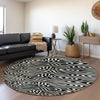 Piper Looms Mayfield Swirls AMF1020 Black Machine Washable Area Rug Round Lifestyle Image Feature