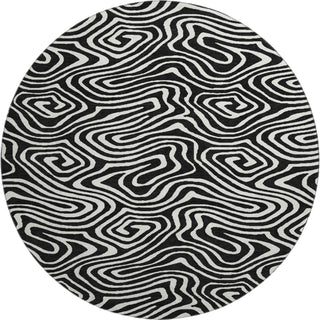 Piper Looms Mayfield Swirls AMF1020 Black Machine Washable Area Rug Round Main Image