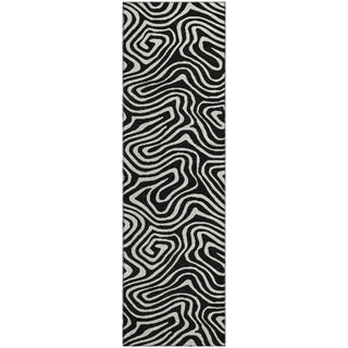 Piper Looms Mayfield Swirls AMF1020 Black Machine Washable Area Rug Runner Main Image
