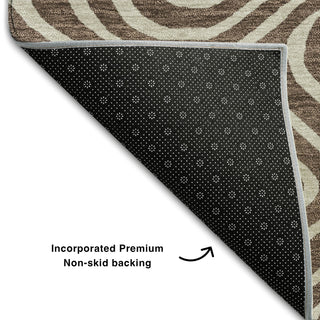 Piper Looms Mayfield Swirls AMF1020 Brown Machine Washable Area Rug Backing Image
