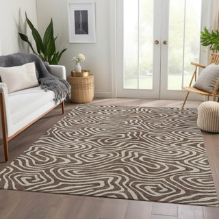 Piper Looms Mayfield Swirls AMF1020 Brown Machine Washable Area Rug Lifestyle Image Feature
