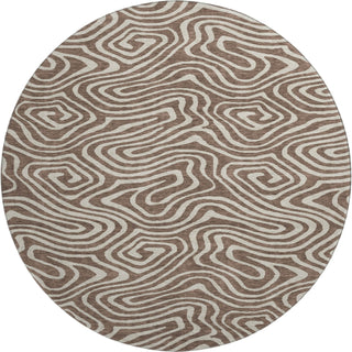 Piper Looms Mayfield Swirls AMF1020 Brown Machine Washable Area Rug Round Main Image