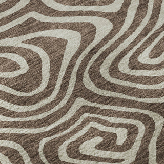 Piper Looms Mayfield Swirls AMF1020 Brown Machine Washable Area Rug Swatch Image