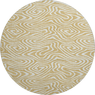 Piper Looms Mayfield Swirls AMF1020 Gold Machine Washable Area Rug Round Main Image