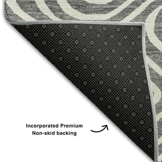 Piper Looms Mayfield Swirls AMF1020 Gray Machine Washable Area Rug Backing Image