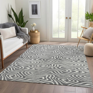 Piper Looms Mayfield Swirls AMF1020 Gray Machine Washable Area Rug Lifestyle Image Feature