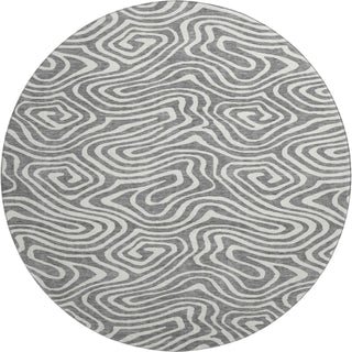 Piper Looms Mayfield Swirls AMF1020 Gray Machine Washable Area Rug Round Main Image