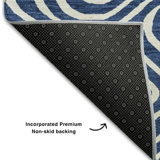 Piper Looms Mayfield Swirls AMF1020 Navy Machine Washable Area Rug Backing Image