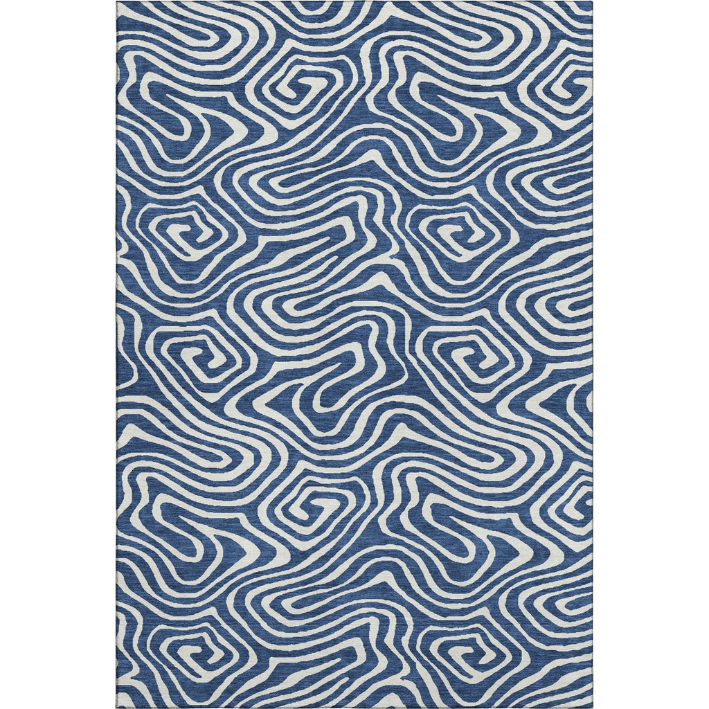 Piper Looms Mayfield Swirls AMF1020 Navy Machine Washable Area Rug main image
