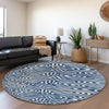 Piper Looms Mayfield Swirls AMF1020 Navy Machine Washable Area Rug Round Lifestyle Image Feature