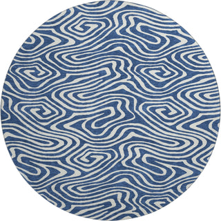 Piper Looms Mayfield Swirls AMF1020 Navy Machine Washable Area Rug Round Main Image