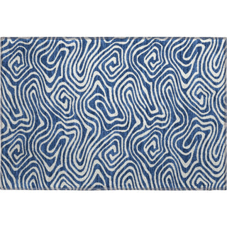 Piper Looms Mayfield Swirls AMF1020 Navy Machine Washable Area Rug Scatter Main Image