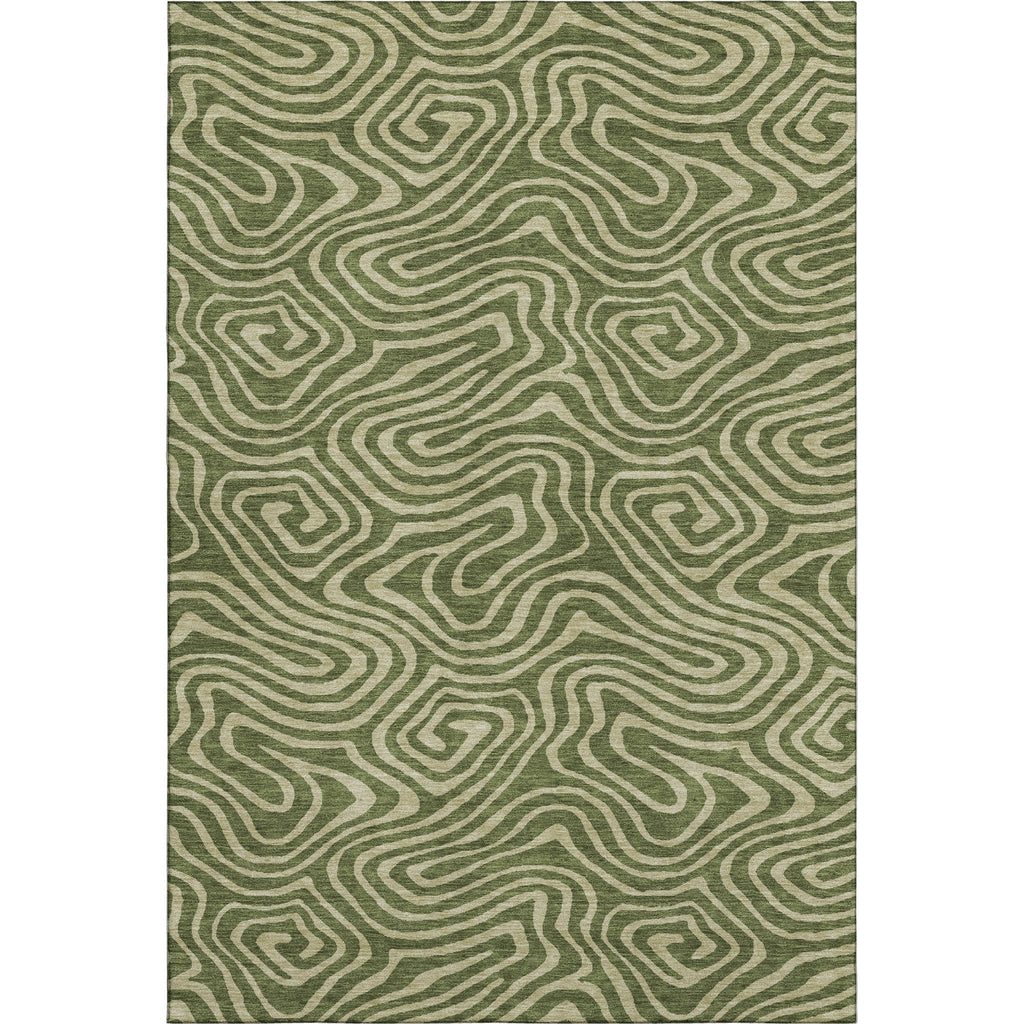 Piper Looms Mayfield Swirls AMF1020 Olive Machine Washable Area Rug main image