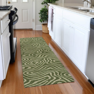 Piper Looms Mayfield Swirls AMF1020 Olive Machine Washable Area Rug Runner Lifestyle Image Feature