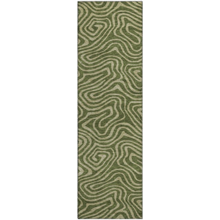 Piper Looms Mayfield Swirls AMF1020 Olive Machine Washable Area Rug Runner Main Image