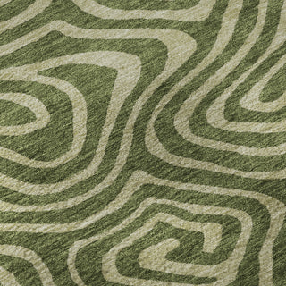 Piper Looms Mayfield Swirls AMF1020 Olive Machine Washable Area Rug Swatch Image