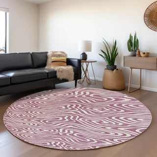 Piper Looms Mayfield Swirls AMF1020 Plum Machine Washable Area Rug Round Lifestyle Image Feature