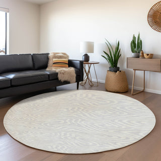 Piper Looms Mayfield Swirls AMF1020 Silver Machine Washable Area Rug Round Lifestyle Image Feature