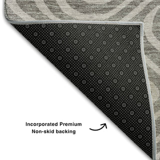 Piper Looms Mayfield Swirls AMF1020 Taupe Machine Washable Area Rug Backing Image