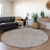 Piper Looms Mayfield Swirls AMF1020 Taupe Machine Washable Area Rug Round Lifestyle Image Feature