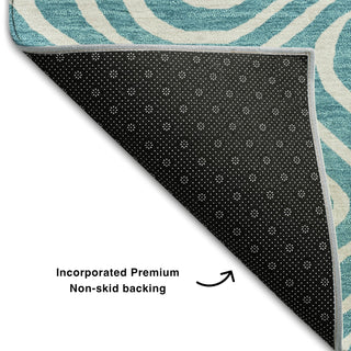 Piper Looms Mayfield Swirls AMF1020 Teal Machine Washable Area Rug Backing Image