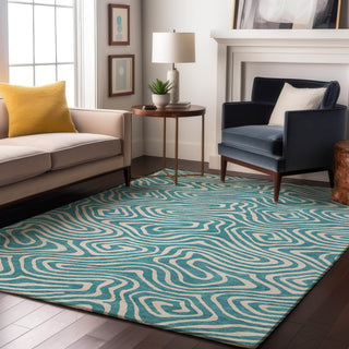 Piper Looms Mayfield Swirls AMF1020 Teal Machine Washable Area Rug Lifestyle Image Feature